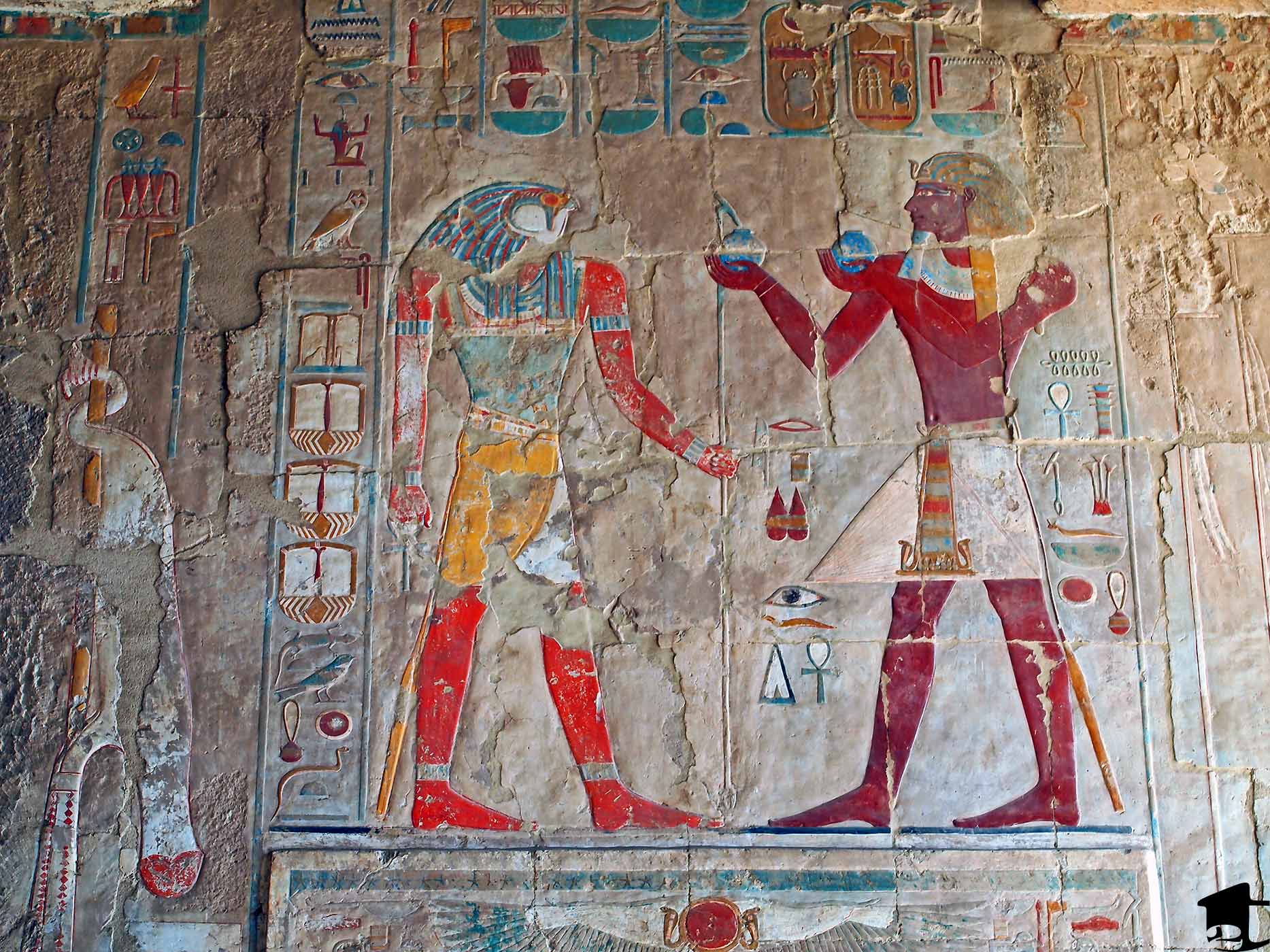 Colorful depictions in the Temple of Hatshepsut